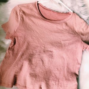 Pink Ribbed Crop Top